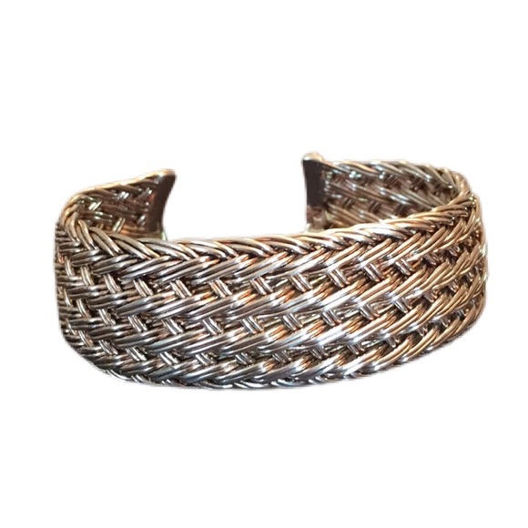 Sterling .925 wide braid cuff bracelet 39gr - Picture 1 of 10
